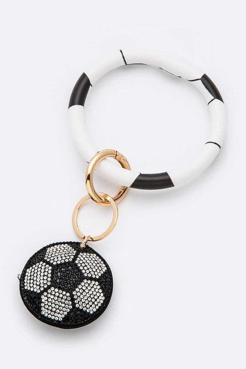 Rhinestone Soccer Ball Keychain Bracelet