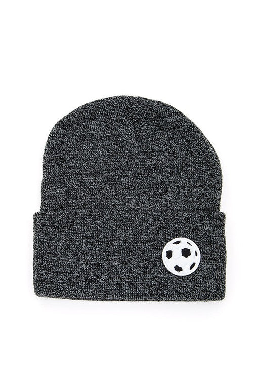 Soccer Ball Patch Winter Hat - Kids Soccer Beanie