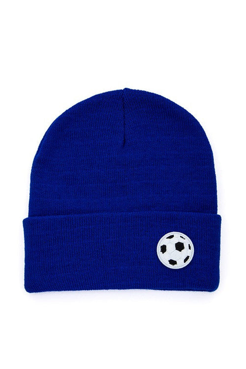 Soccer Ball Patch Winter Hat - Kids Soccer Beanie