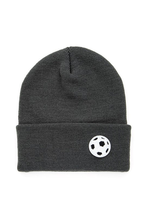 Soccer Ball Patch Winter Hat - Kids Soccer Beanie
