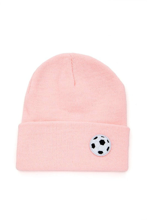 Soccer Ball Patch Winter Hat - Kids Soccer Beanie