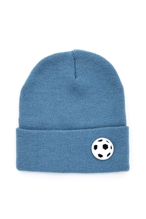 Soccer Ball Patch Winter Hat - Kids Soccer Beanie