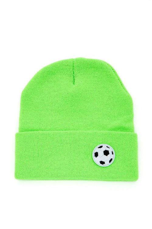 Soccer Ball Patch Winter Hat - Kids Soccer Beanie