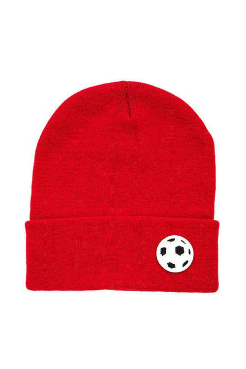 Soccer Ball Patch Winter Hat - Kids Soccer Beanie