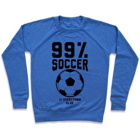 Kids soccer crewneck sweatshirt with 99% soccer graphic and soccer ball design
