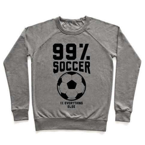 Kids soccer crewneck sweatshirt with 99% soccer graphic and soccer ball design