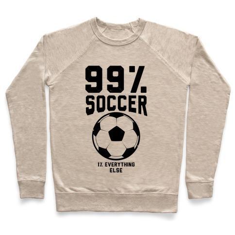 Kids soccer crewneck sweatshirt with 99% soccer graphic and soccer ball design