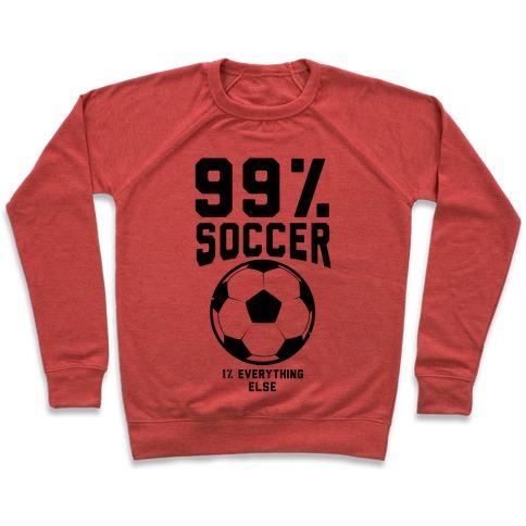 Kids soccer crewneck sweatshirt with 99% soccer graphic and soccer ball design