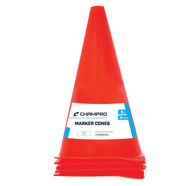 Champro 9” Soccer Training Cones – Orange Marker Cones (4-Pack)