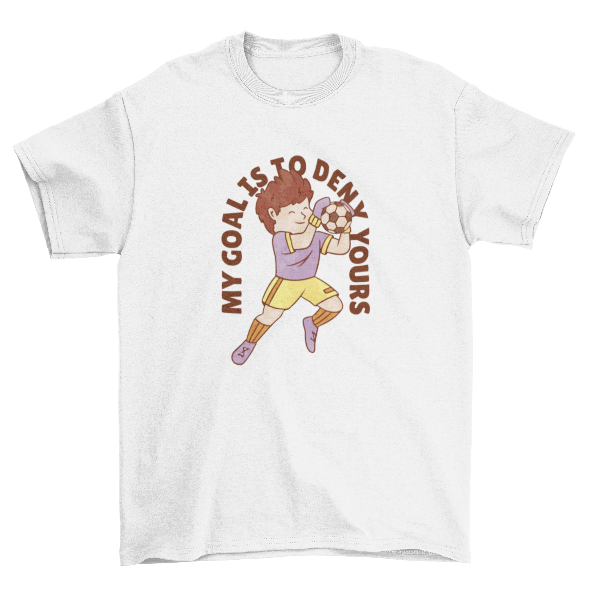 Kids soccer goalie t-shirt with cartoon goalkeeper 