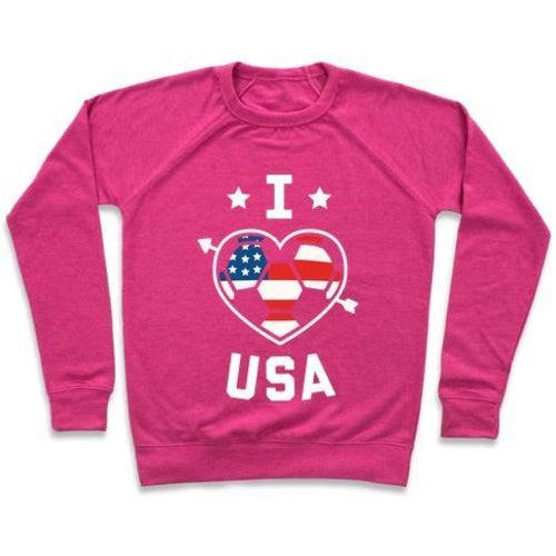 I LOVE USA Graphic Crewneck Kids Soccer Sweatshirt