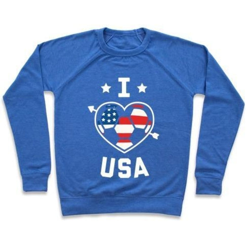 I LOVE USA Graphic Crewneck Kids Soccer Sweatshirt