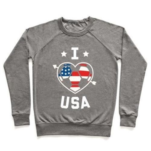 I LOVE USA Graphic Crewneck Kids Soccer Sweatshirt