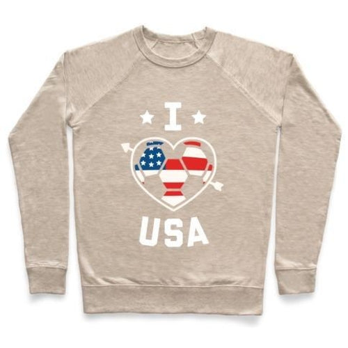 I LOVE USA Graphic Crewneck Kids Soccer Sweatshirt