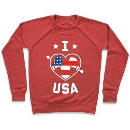 I LOVE USA Graphic Crewneck Kids Soccer Sweatshirt
