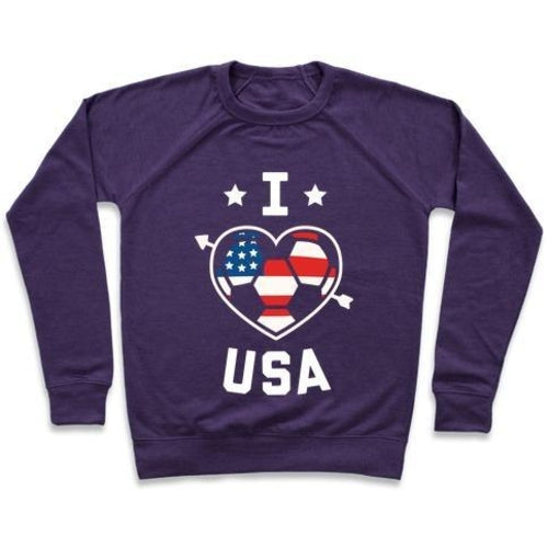 I LOVE USA Graphic Crewneck Kids Soccer Sweatshirt