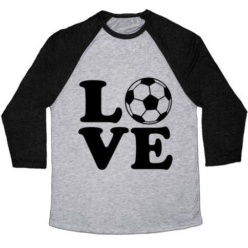 Kids soccer raglan t-shirt with love soccer graphic and black sleeve design